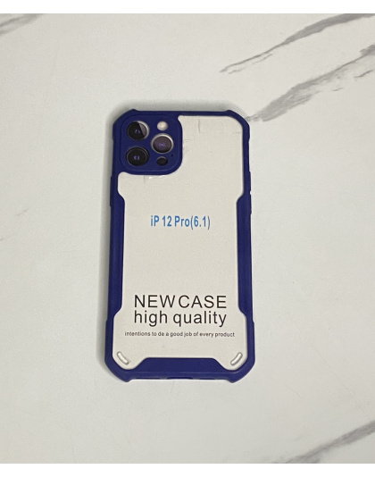 Case Transparente con Orilla Azul para iPhone 12pro