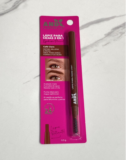 Lápiz para Cejas Café Claro 2 en 1 AND