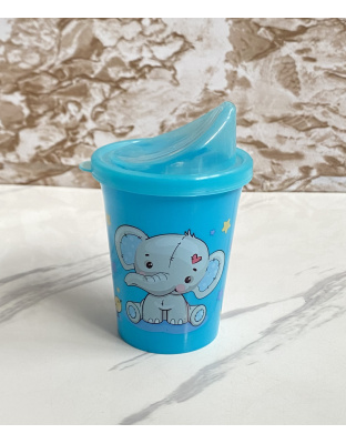 Vaso entrenador celeste con estampado de elefante