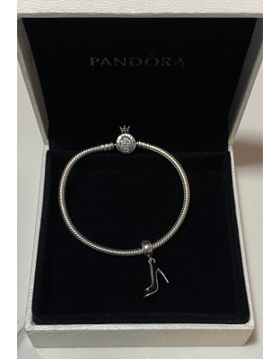 Charm zapato de tacón alto color negro Plata 925