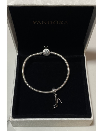 Charm zapato de tacón alto color negro Plata 925