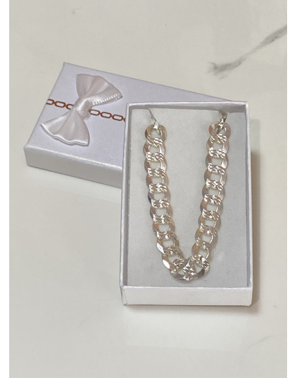 Pulsera para caballero eslabón cubano martillada Talla 21 Plata925