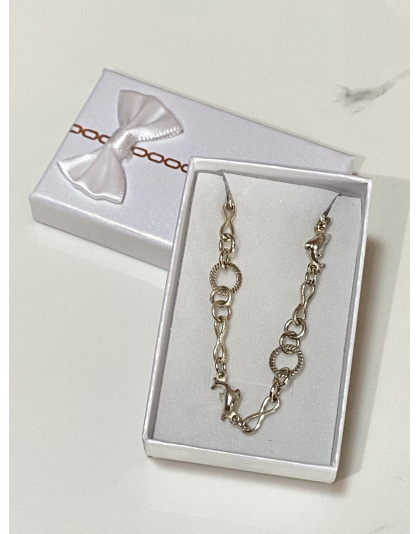 Pulsera para dama de eslabón infinito y delfín Talla 18 Plata925