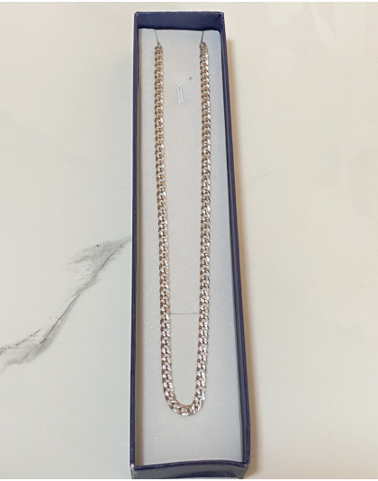 Cadena cubana martillada 55cm Plata925