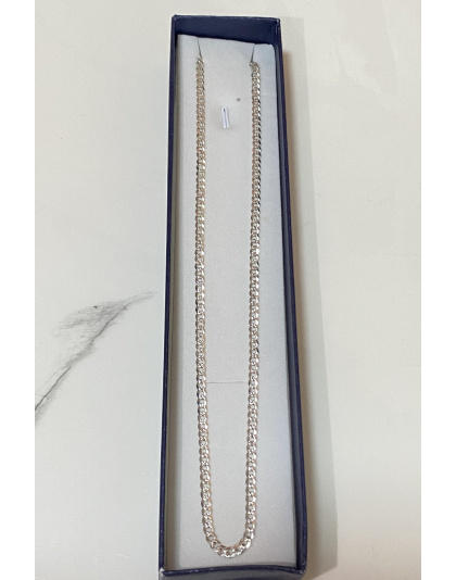 Cadena cubana martillada 60cm Plata925