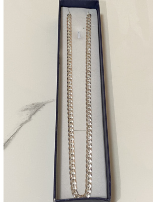 Cadena eslabón cubano martillada 50cm Plata925