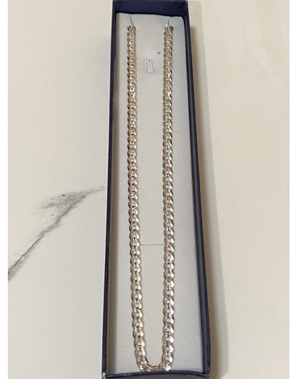 Cadena eslabón cubano martillada 50cm Plata925