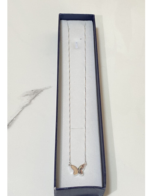 Gargantilla delgada con dije de mariposa 48cm Plata925