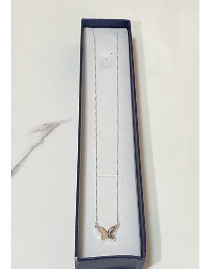Gargantilla delgada con dije de mariposa 48cm Plata925