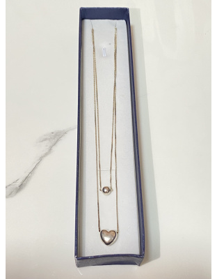 Gargantilla doble con dije de corazón 50cm Plata925