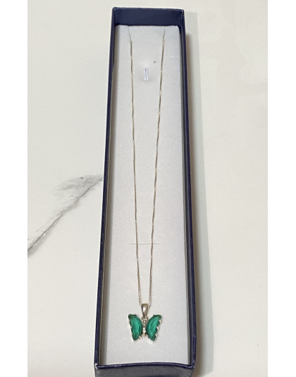Dije de mariposa color verde Plata925