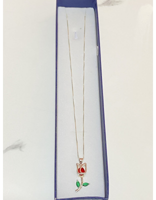 Dije de tulipán rojo Plata925