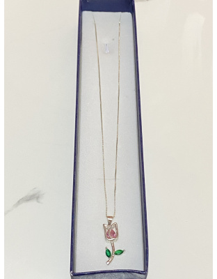 Dije de tulipán rosa Plata925