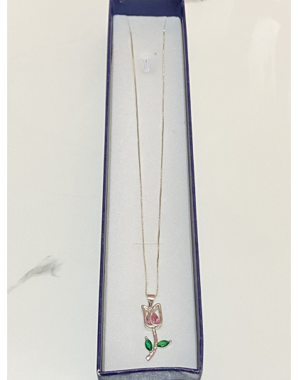 Dije de tulipán rosa Plata925