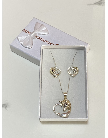 Juego de dije y aretes de Unicornio Plata925