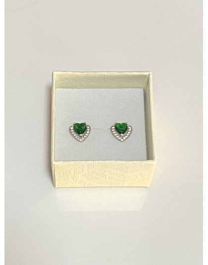 Aretes de corazón con perla verde Plata925