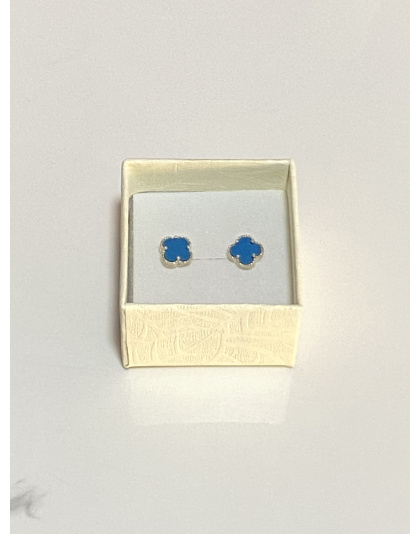 Aretes van cleef color celeste Plata925