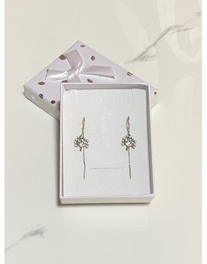 Aretes violadores con diseño de árbol Plata925