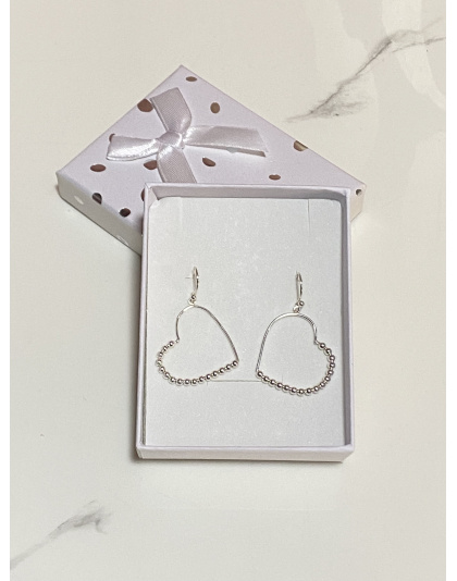 Aretes con corazón colgante Plata925