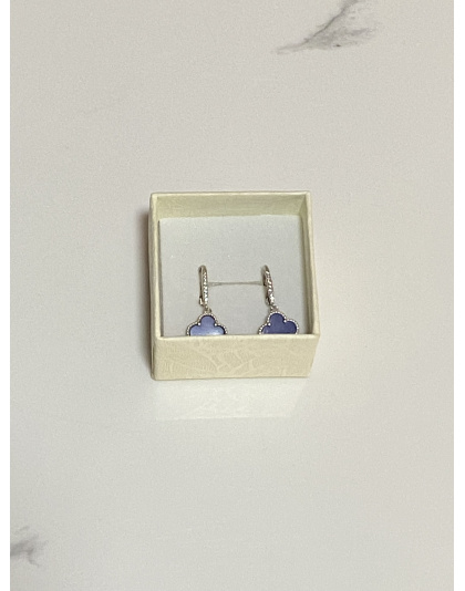 Aretes van cleef azul colgante Plata925