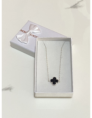 Pulsera delgada con dije van cleef color negro Plata925