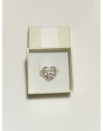 Anillo de 15 años con perlas blancas y rosa Talla6 Plata925