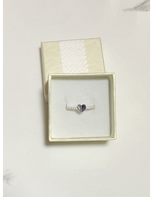 Anillo de perlas blancas y corazón Talla 7 Plata925