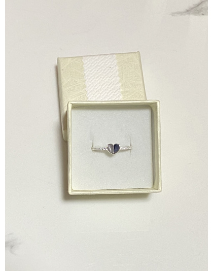 Anillo de perlas blancas y corazón Talla 7 Plata925