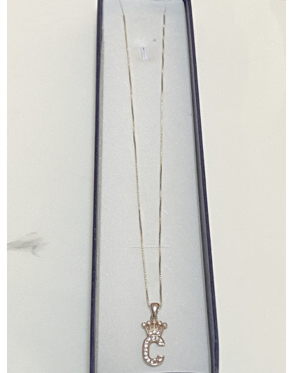 Dije inicial "C" con corona Plata925