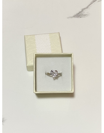 Anillo con corazón y flor Talla 6 Plata925
