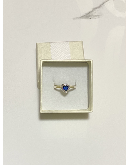 Anillo con corazón color azul Talla 8 Plata925
