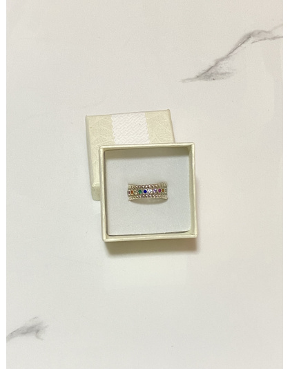 Anillo con perlas de colores Talla 6 Plata925