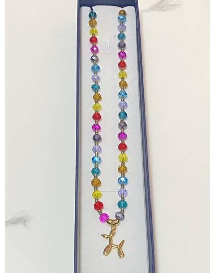 Gargantilla de colores con dije de perrito Artesanal