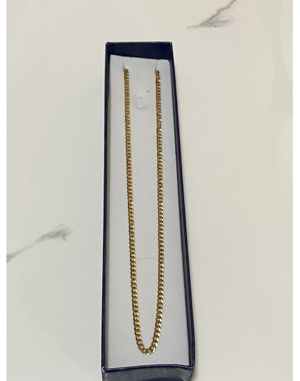 Cadena de eslabón cubano mediano 60cm Plata dorada 925