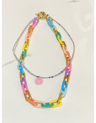 Gargantilla doble con dije de carita Artesanal