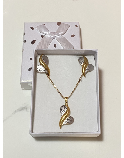 Juego de aretes y dije diseño de corazón, dos colores Xuping